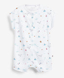 Baby Boys 3 Pack Rompers Sea Life & Sail Boats Applique Summer Age 0-3 Months