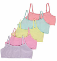 5 x Girls Crop Tops First Bra White Pastel Slogan Underwear Age 4 - 15 Years