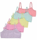 5 x Girls Crop Tops First Bra White Pastel Slogan Underwear Age 4 - 15 Years