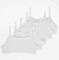 5 x Girls Crop Tops First Bra White Pastel Slogan Underwear Age 4 - 15 Years