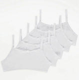 5 x Girls Crop Tops First Bra White Pastel Slogan Underwear Age 4 - 15 Years