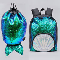 Girls Mermaid Reversible Sequin Backpack or Drawstring Gym School Nursery Bag