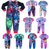 Boys Girls Character All In One Pyjamas PJs Jumpsuit Playsuit Kids Baby Romper