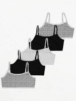 5 x Girls Crop Tops First Bra White Pastel Slogan Underwear Age 4 - 15 Years