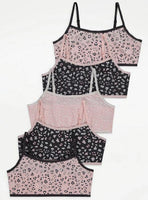 5 x Girls Crop Tops First Bra White Pastel Slogan Underwear Age 4 - 15 Years