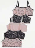 5 x Girls Crop Tops First Bra White Pastel Slogan Underwear Age 4 - 15 Years