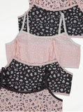 5 x Girls Crop Tops First Bra White Pastel Slogan Underwear Age 4 - 15 Years