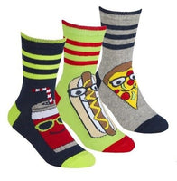 3 Pairs Boys Girls Socks Fast Food Football Dinosaurs Camo Gamer Gaming