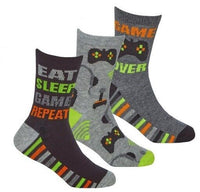 3 Pairs Boys Girls Socks Fast Food Football Dinosaurs Camo Gamer Gaming