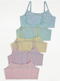 5 x Girls Crop Tops First Bra White Pastel Slogan Underwear Age 4 - 15 Years