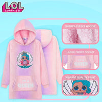 Girls Barbie or Lol Surprise Dolls Oversized Fleece Hoodie Poncho Hoody Hooded Sweatshirt Jumper