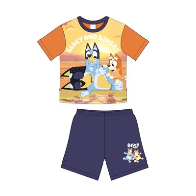 Boys Bluey and Bingo Short Pyjamas Orange Top and Blue Shorts Baby Age 1 - 5 Years