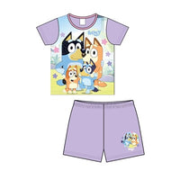 Girls Bluey Short Pyjamas Lilac Top and Shorts Baby Age 1 - 5 Years