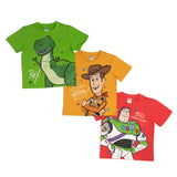 Toy Story 3 Pack Cotton T-Shirts Short Sleeve Tops Kids Boy Multipack Woody Buzz Lightyear Rex