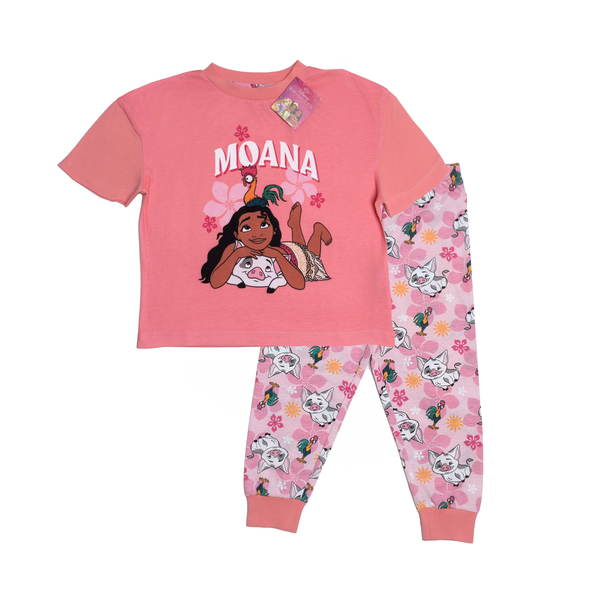 Disney Moana Girls Pyjamas Pjs Nightwear Top Trousers Short Sleeve HeiHei Pua