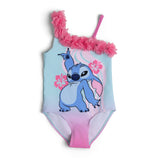 Disney Lilo and Stitch Swimsuit Flower Detail Girls Swimming Costume Kids Swimwear