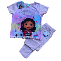 Girls Gabby's Dollhouse Pyjamas With Glitter Detail Short Sleeve Top Long Leg Bottoms