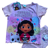 Girls Gabby's Dollhouse Pyjamas With Glitter Detail Short Sleeve Top Long Leg Bottoms