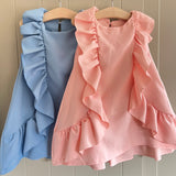 Girls Sleeveless Ruffle Dress