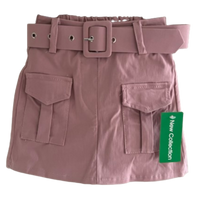 Girls Skorts Viral Cargo Skirt Shorts with Belt 2 Front Pockets Half Elastic Waistband Kids