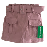 Girls Skorts Viral Cargo Skirt Shorts with Belt 2 Front Pockets Half Elastic Waistband Kids