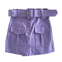 Girls Skorts Viral Cargo Skirt Shorts with Belt 2 Front Pockets Half Elastic Waistband Kids