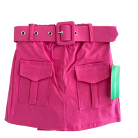 Girls Skorts Viral Cargo Skirt Shorts with Belt 2 Front Pockets Half Elastic Waistband Kids