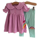 Girls 2 Piece Rainbow Crochet Leggings & Top Set