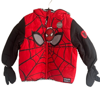 Boys Spider-Man Padded Hooded Jacket with Detachable Mittens Spidey Puffer Coat Spiderman Puffa Age 3-8 Years