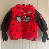 Boys Spider-Man Padded Hooded Jacket with Detachable Mittens Spidey Puffer Coat Spiderman Puffa Age 3-8 Years