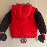 Boys Spider-Man Padded Hooded Jacket with Detachable Mittens Spidey Puffer Coat Spiderman Puffa Age 3-8 Years