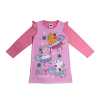 Girls Peppa Pig Long Sleeve Nightdress Fairy Friends Pyjamas Pjs Kids Nightwear