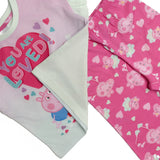 Peppa Pig and baby Evie Girls Pyjamas Pjs Nightwear Short Sleeve Frilly Top Trousers Kids