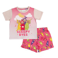 Girls Teletubbies Short Frilly Pyjamas Kids Baby Nightwear