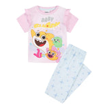 Girls Baby Shark Short Sleeve Long Leg Pyjamas Cotton Pink Doo Doo Doo