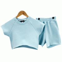 Girls Short Sleeve Top & Shorts Sweatshirt Tshirt Set