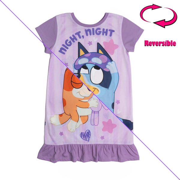 Girls Reversible Bluey and Bingo Nightdress Nightie Pyjamas