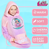 Girls Barbie or Lol Surprise Dolls Oversized Fleece Hoodie Poncho Hoody Hooded Sweatshirt Jumper