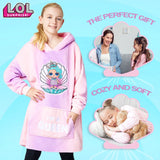 Girls Barbie or Lol Surprise Dolls Oversized Fleece Hoodie Poncho Hoody Hooded Sweatshirt Jumper