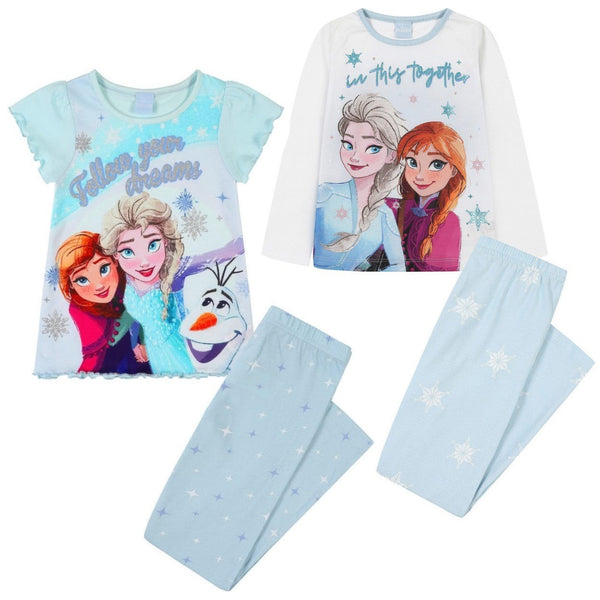 Girls Disney Frozen Long Leg Pyjamas With Glitter Detail Age 2 - 8 Years