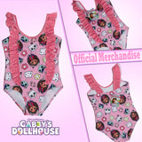 Gabby’s Dollhouse Girls Swimsuit Swimming Costume Swimwear Kids Children Pink One Piece