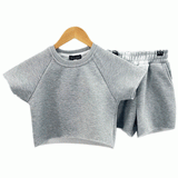 Girls Short Sleeve Top & Shorts Sweatshirt Tshirt Set