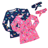 Girls Peppa Pig 2 Piece Dress & Headband Long Sleeve Cotton