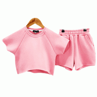 Girls Short Sleeve Top & Shorts Sweatshirt Tshirt Set