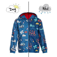 Boys Girls Colour Changing Raincoat Dinosaurs Dogs Cats Pirates Unicorns Jacket Coat Age 2-8 Yrs