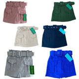 Girls Skorts Viral Cargo Skirt Shorts with Belt 2 Front Pockets Half Elastic Waistband Kids