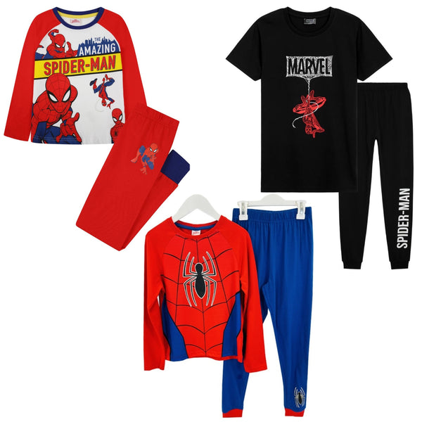 Boys Spiderman Short and Long Sleeve Long Leg Pyjamas Spider-Man Loungewear