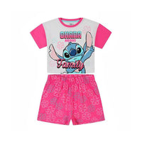 Girls Disney Stitch Short Sleeve Crop Top Pyjamas Ohana Means Family Lilo and Stitch Age 2-8 Years