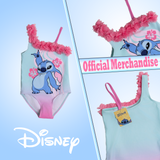 Disney Lilo and Stitch Swimsuit Flower Detail Girls Swimming Costume Kids Swimwear