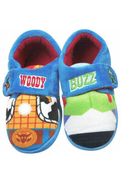 Boys Girls Toy Story Slippers Toddler Self Fastening Woody Buzz Lightyear UK Shoe Size 6 - 12